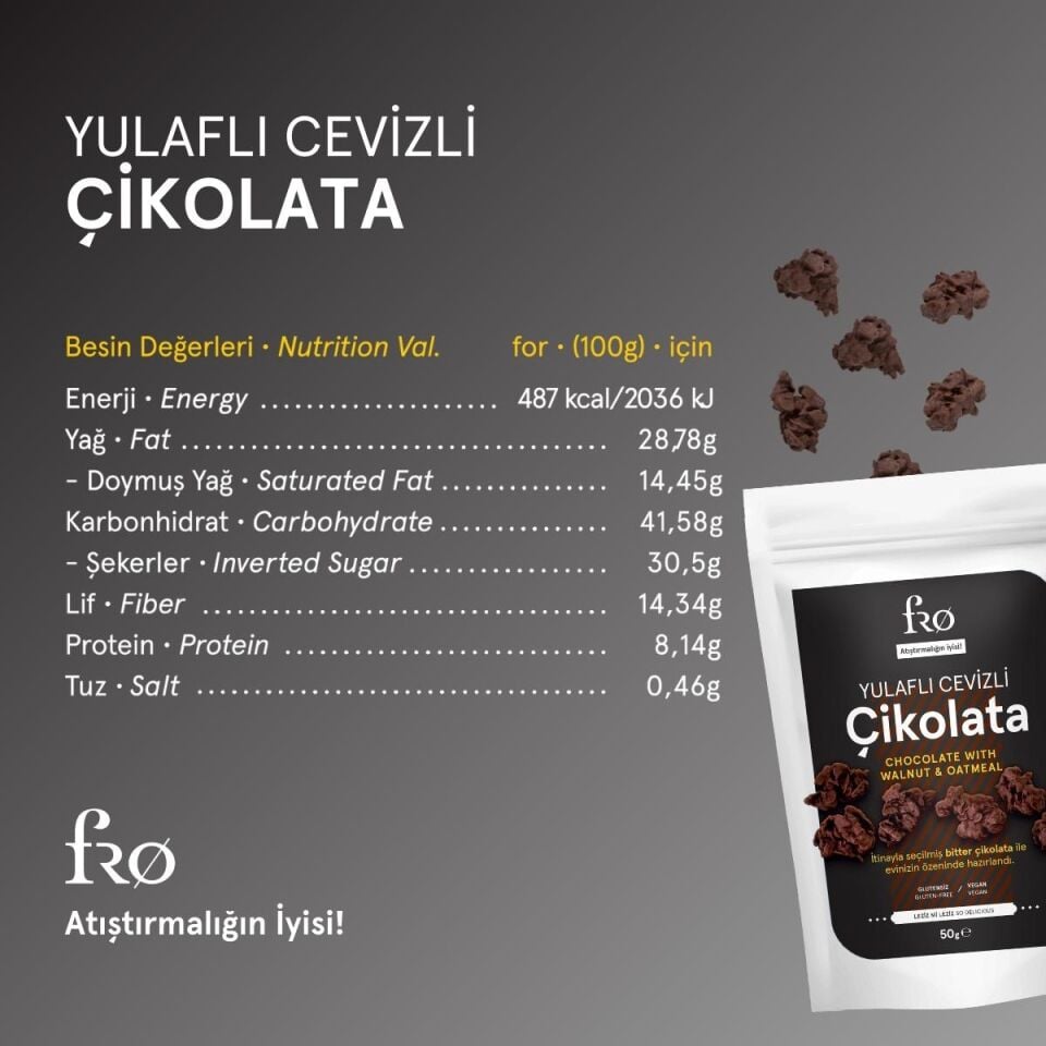 FRO Yulaflı Cevizli Çikolata