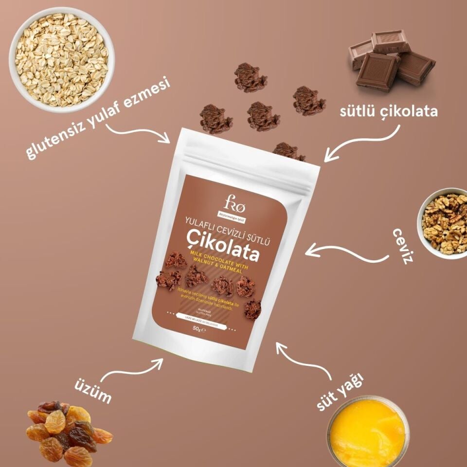FRO Yulaflı Cevizli Sütlü Çikolata