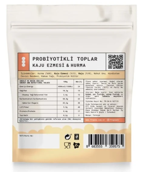 Probiyotikli Meyve Topları - Hindistan Cevizi Kaplı & Kaju Ezmeli