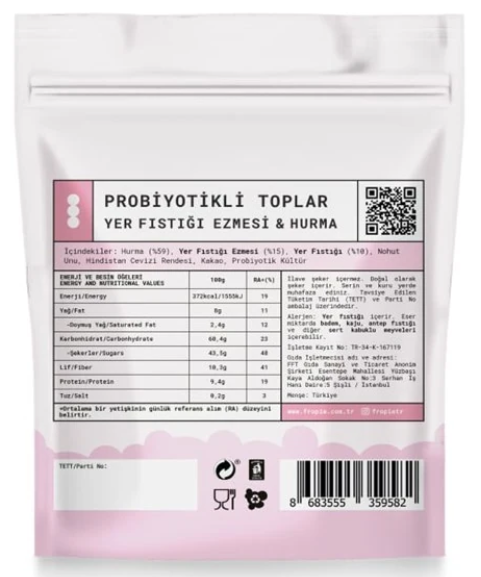 Probiyotikli Meyve Topları - Hindistan Cevizi Kaplı & Yer Fıstığı Ezmeli