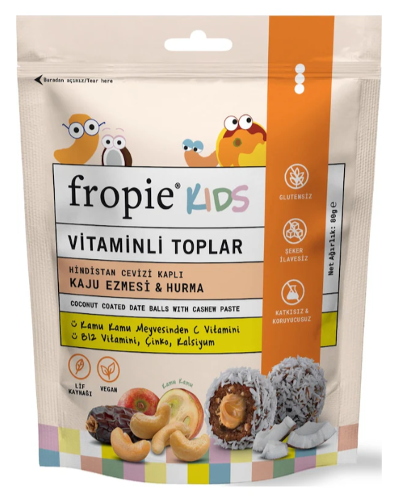 Vitaminli Kids Meyve Topları - Hindistan Cevizi Kaplı & Kaju Ezmeli
