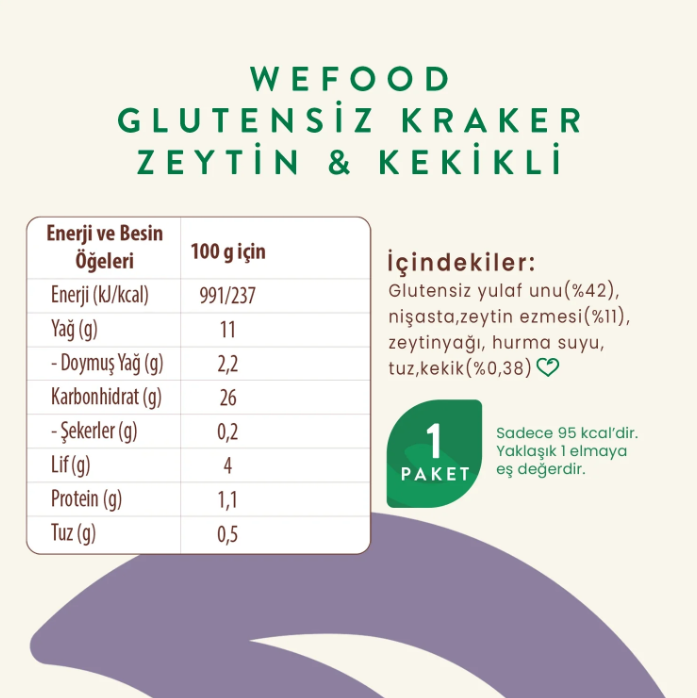 WEFOOD ZEYTİNLİ&KEKİKLİ KRAKER 40 GR