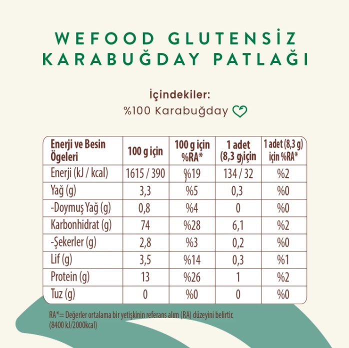 Wefood Karabuğday Patlağı 100 gr