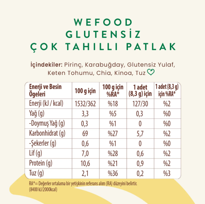 Wefood Çok Tahıllı Patlak 100 gr
