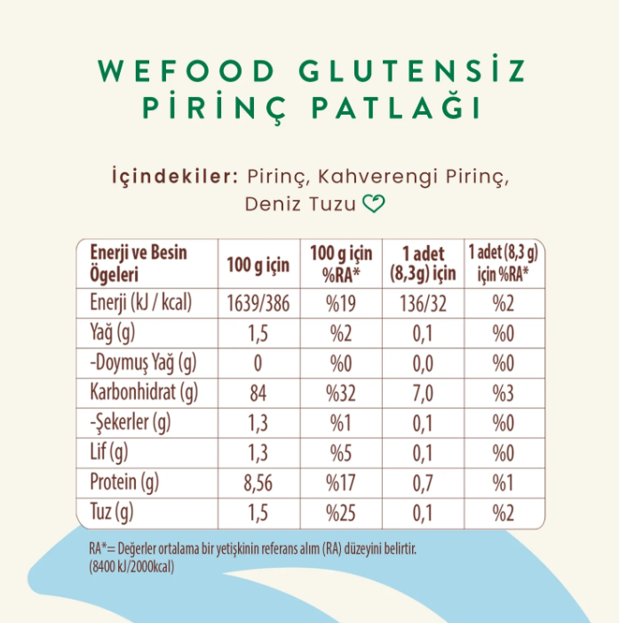 Wefood Pirinç Patlağı 100 gr