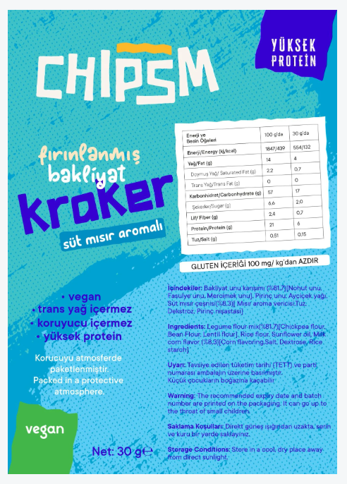 CHIPSM Süt Mısır Soslu Fırınlanmış Bakliyat Kraker 30 gr