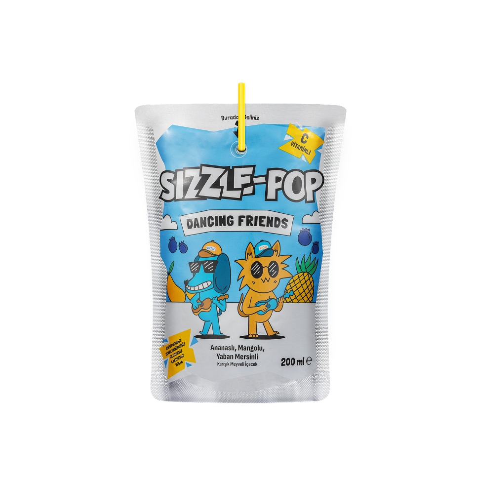 Sizzle-Pop Dancing Friends Ananas Mango Yabanmersini Pouch 200 ml