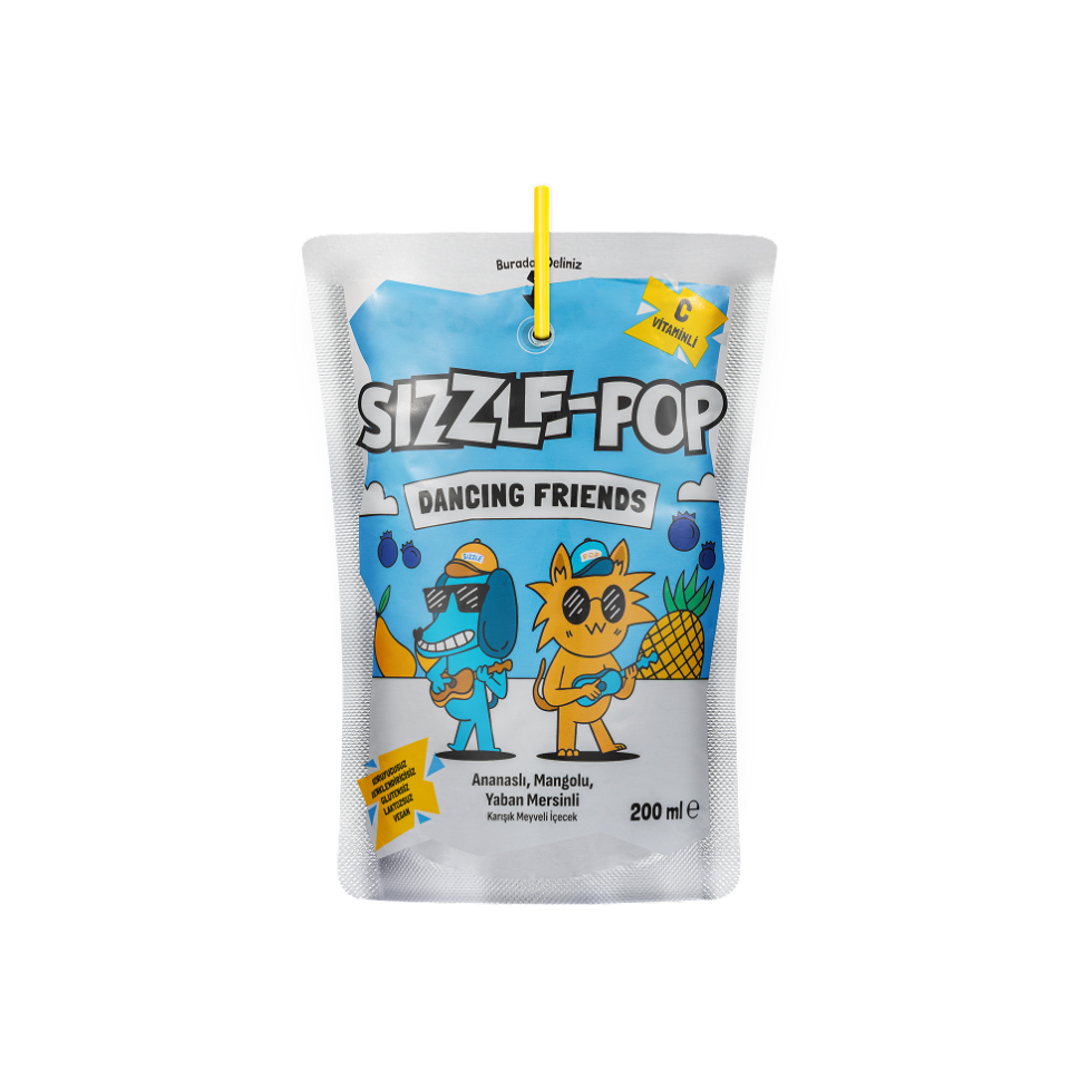 Sizzle-Pop Dancing Friends Ananas Mango Yabanmersini Pouch 200 ml