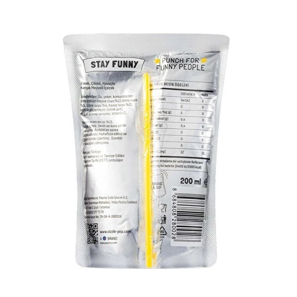 Sizzle-Pop Stay Funny Havuç Kırmızı Elma Çilek 200 ml