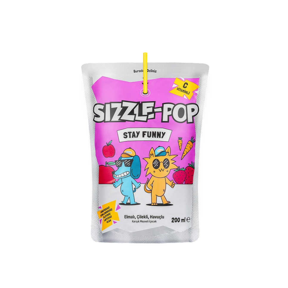 Sizzle-Pop Stay Funny Havuç Kırmızı Elma Çilek 200 ml