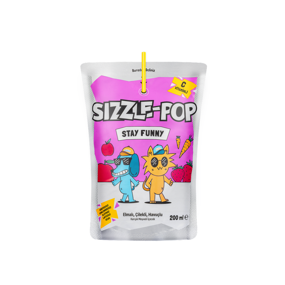Sizzle-Pop Stay Funny Havuç Kırmızı Elma Çilek 200 ml