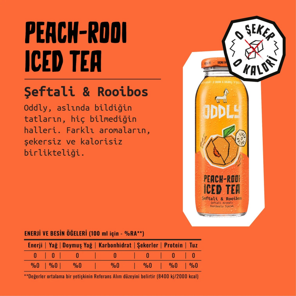 ODDLY Peachrooi Siyahçay Şeftali Rooibos Ice Tea 250 ml