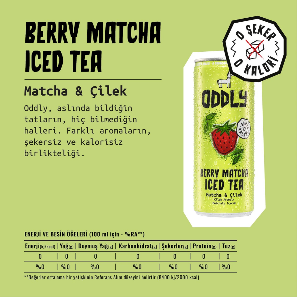 ODDLY Berry Matcha Çilek Ice Tea 250 ml